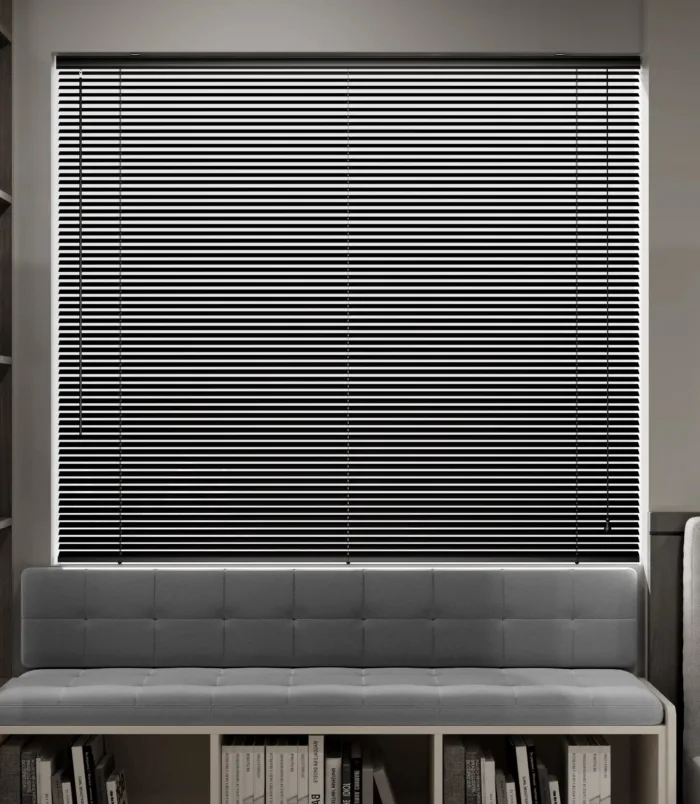 ستائر رول خشبية - اسود