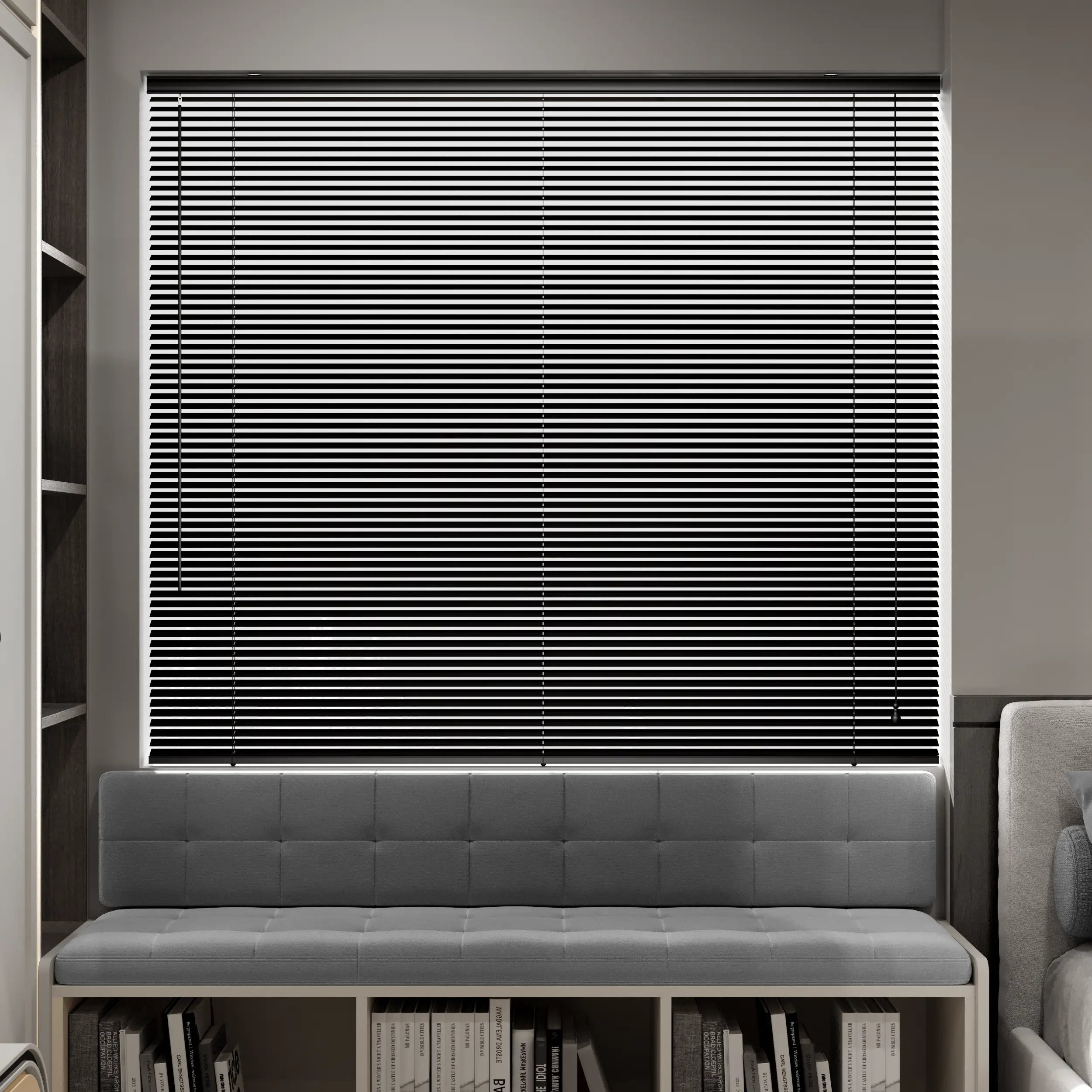 ستائر رول خشبية - اسود